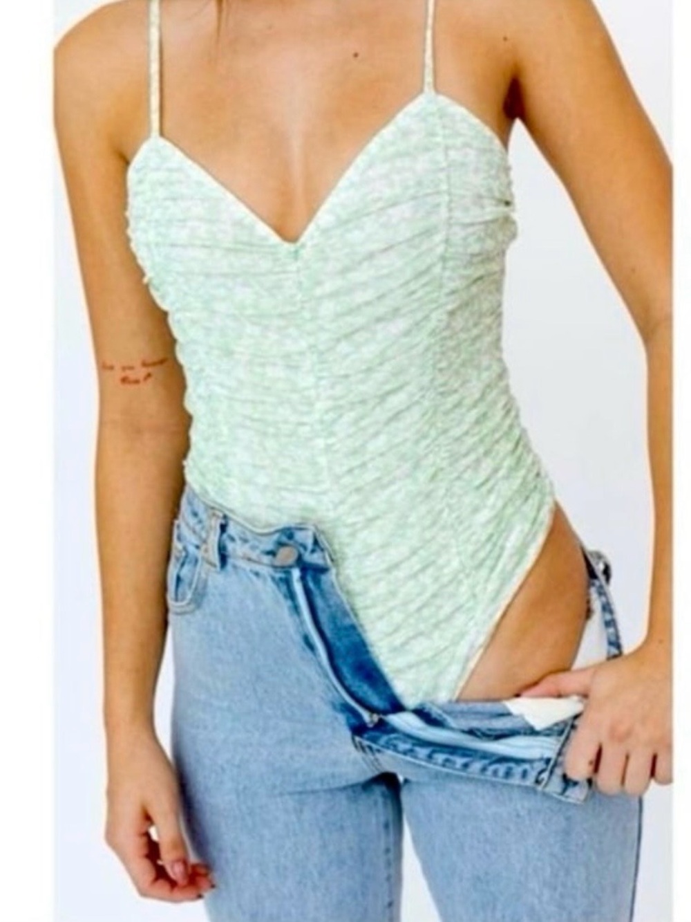 Le Lis Floral Ruched Bodysuit